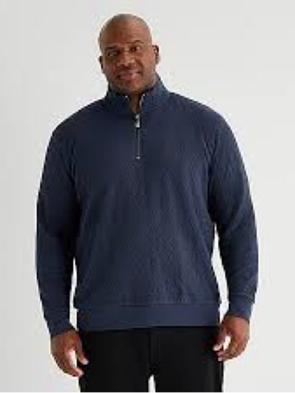 Shaquille O'Neal XLG Big & Tall Quarter-Zip Patterned Pullover Sweater in Navy